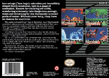 Lemmings (USA) (Rev 1) box cover back